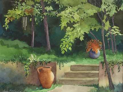 Painting of colorful trees